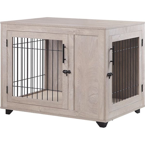 UNIPAWS Wooden Wire Double Door Furniture End Table Dog Crate