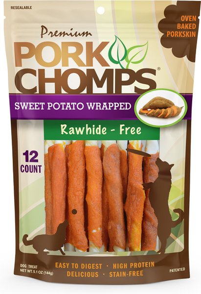 Premium Pork Chomps Sweet Potato Wrapped Twists Dog Treats, Mini, 12 count slide 1 of 7