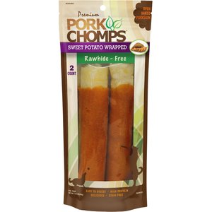 Premium Pork Chomps Sweet Potato Wrapped Rolls Dog Treats, 8-in roll, 2 count