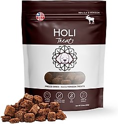 HOLI All Natural & Wild Caught Elk & Venison Meat Dog Freeze-Dried Treat, 3-oz bag