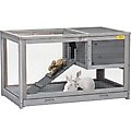 Coziwow 2-tier Wooden w/Removable Tray Small Pet Hutch, Grey
