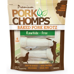 Premium Pork Chomps Baked Knotz Dog Treats, 10 - 11 in, 4 count