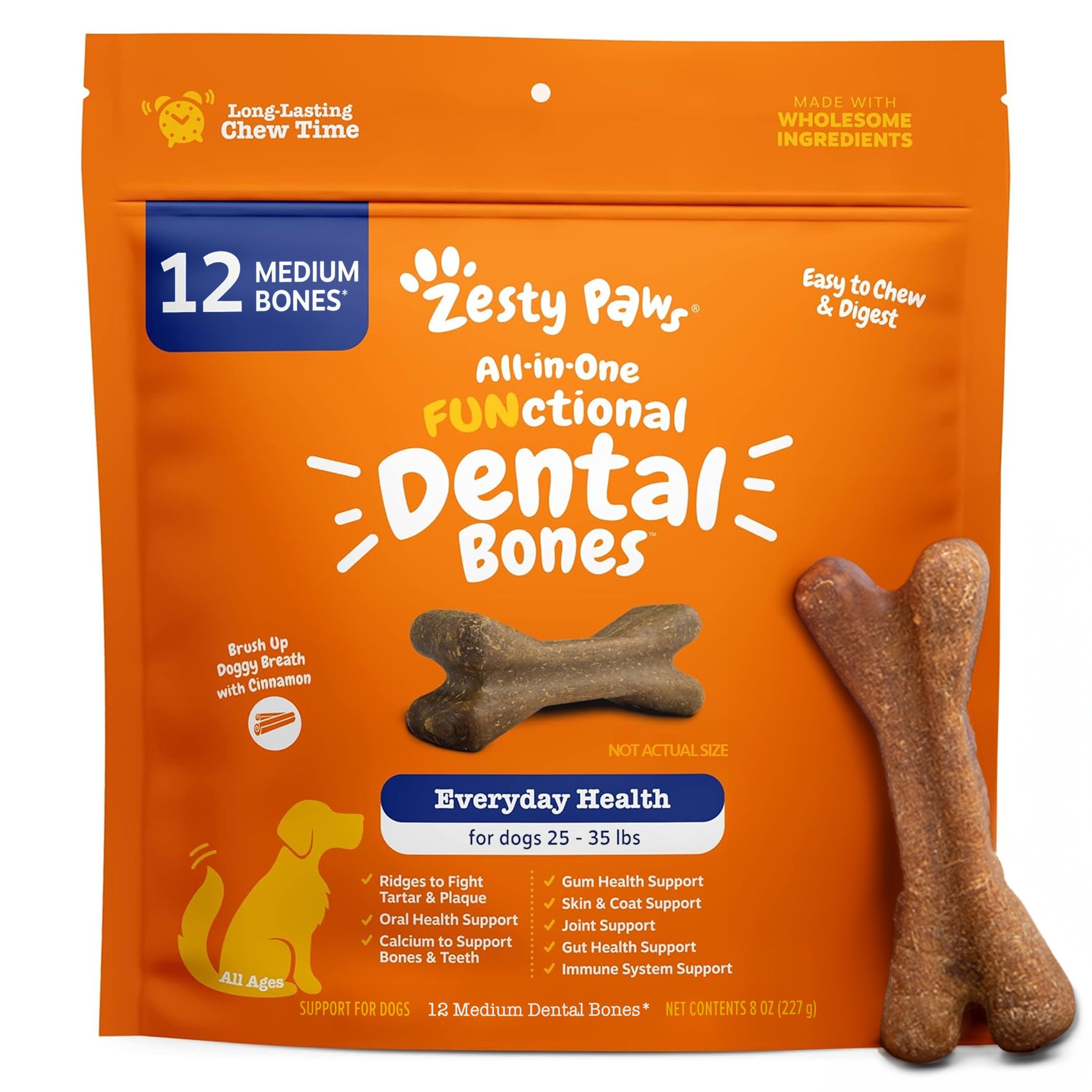 ZESTY PAWS AllinOne FUNctional Dental Bones Dental Chews for Medium