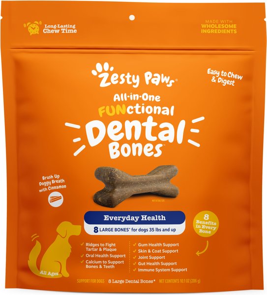 Zesty Paws All in One FUNctional Dental Bones Dental Chews for Large Dogs