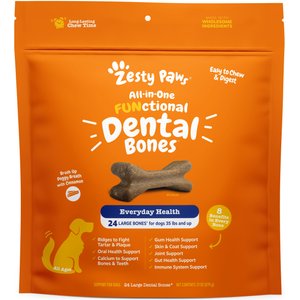 Zesty Paws All-in-One FUNctional Dental Bones Dental Chews for Large Dogs, 24 count