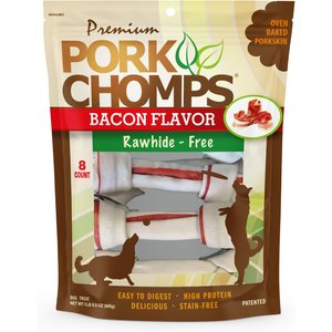 Premium Pork Chomps Bacon Flavor Knotz Dog Treats, 6 - 7 in, 8 count