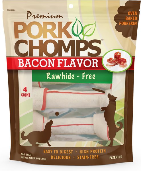 PREMIUM PORK CHOMPS Bacon Flavor Knotz Dog Treats 10 11 in 4