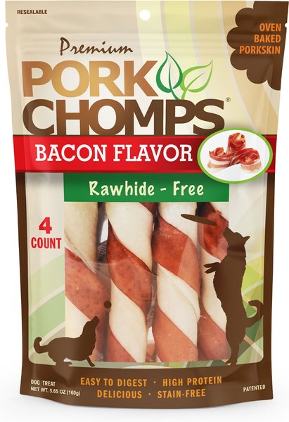 Premium Pork Chomps Bacon Flavor Twists Dog Treats, Large, 4 count slide 1 of 6