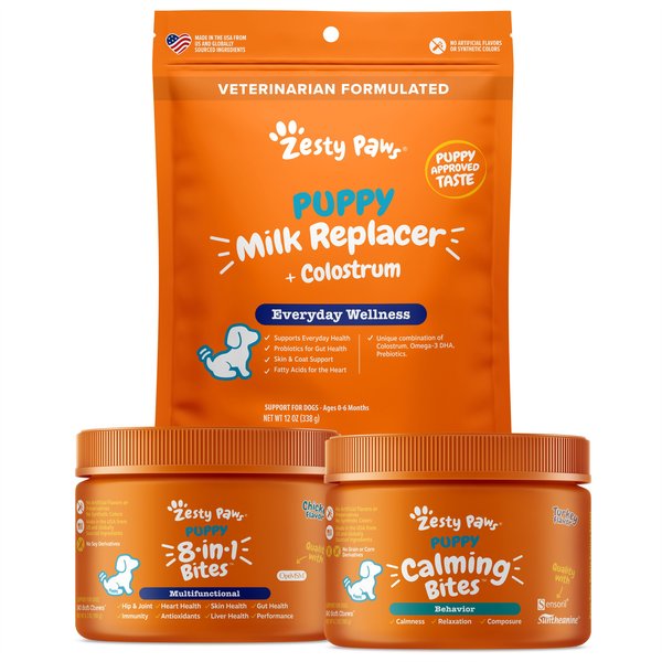 Puppy Supplement Variety Pack - Zesty Paws Milk Replacer Supplement, 8-in-1 Supplement, Calming Supplement slide 1 of 8
