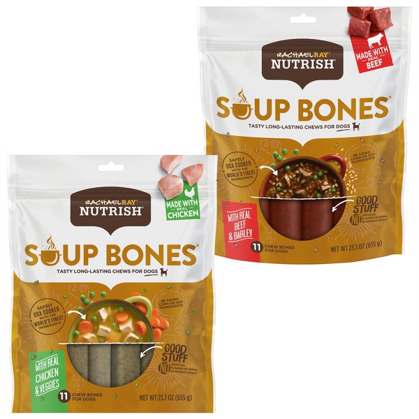 Rachael Ray Nutrish Soup Bones Beef & Barley Flavor + Chicken & Veggies Flavor Dog Treats, 23.1-oz bag slide 1 of 9