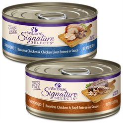 Wellness CORE Signature Selects Shredded Boneless Chicken & Chicken Liver Entree in Sauce + Shredded Boneless Chicken & Beef Entree in Sauce Canned Cat Food