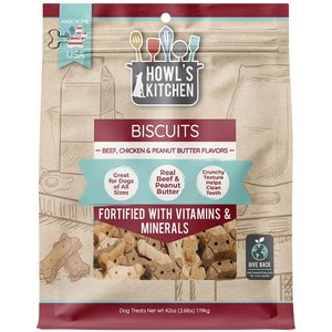 Howl's Kitchen Premium Grill Biscuits Beef, Chicken & Peanut Butter Flavor Dog Treats, 42-oz bag
