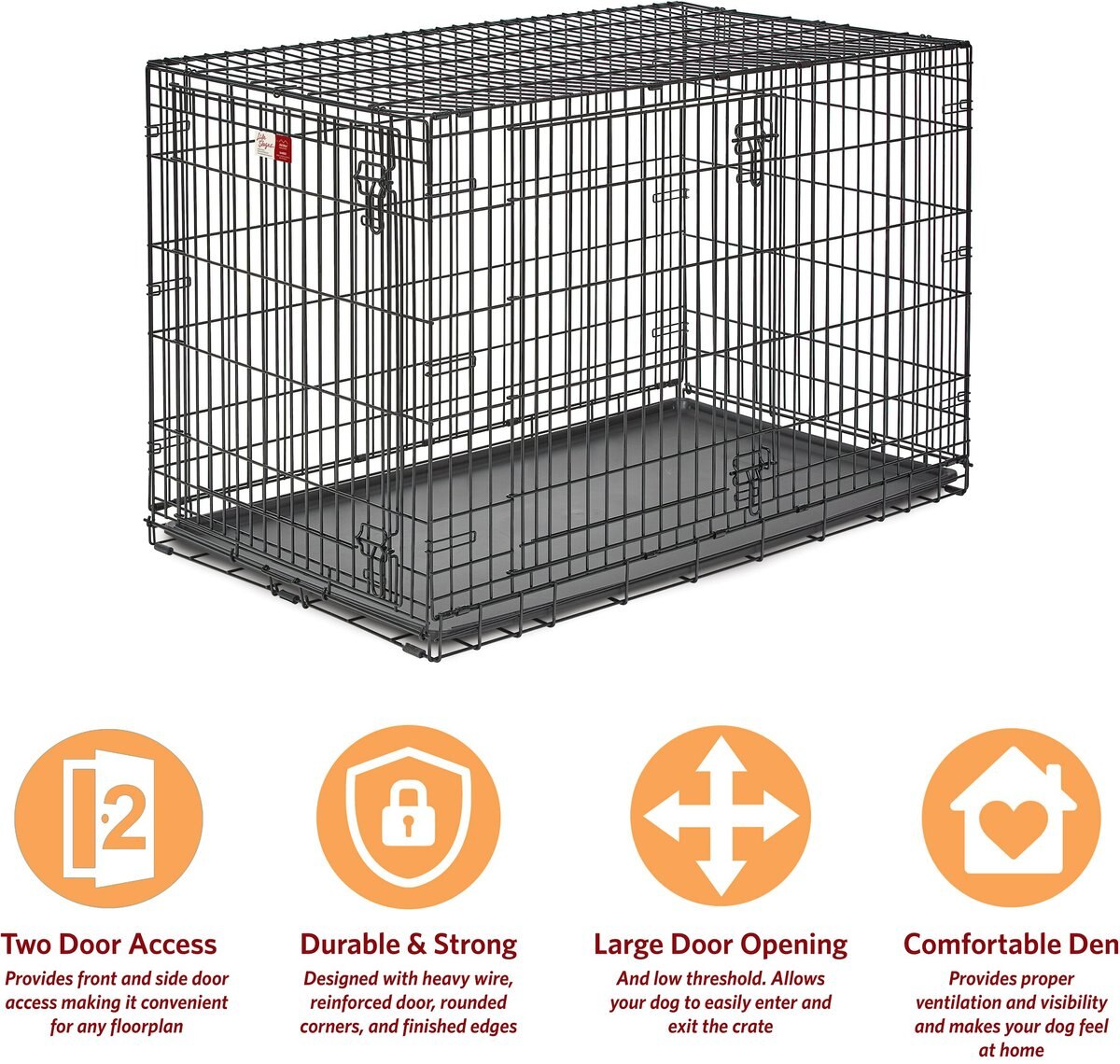 MIDWEST LifeStages Double Door Collapsible Wire Dog Crate, 48 inch