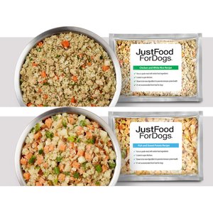 JustFoodForDogs Puppy Variety Pack Fish & Chicken Fresh Puppy Food, 18-oz pouch, case of 7  
