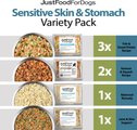 JustFoodForDogs Sensitive Skin & Stomach Variety Pack Human-Grade Fresh Whole Dog Food, 18-oz pouch, case of 7