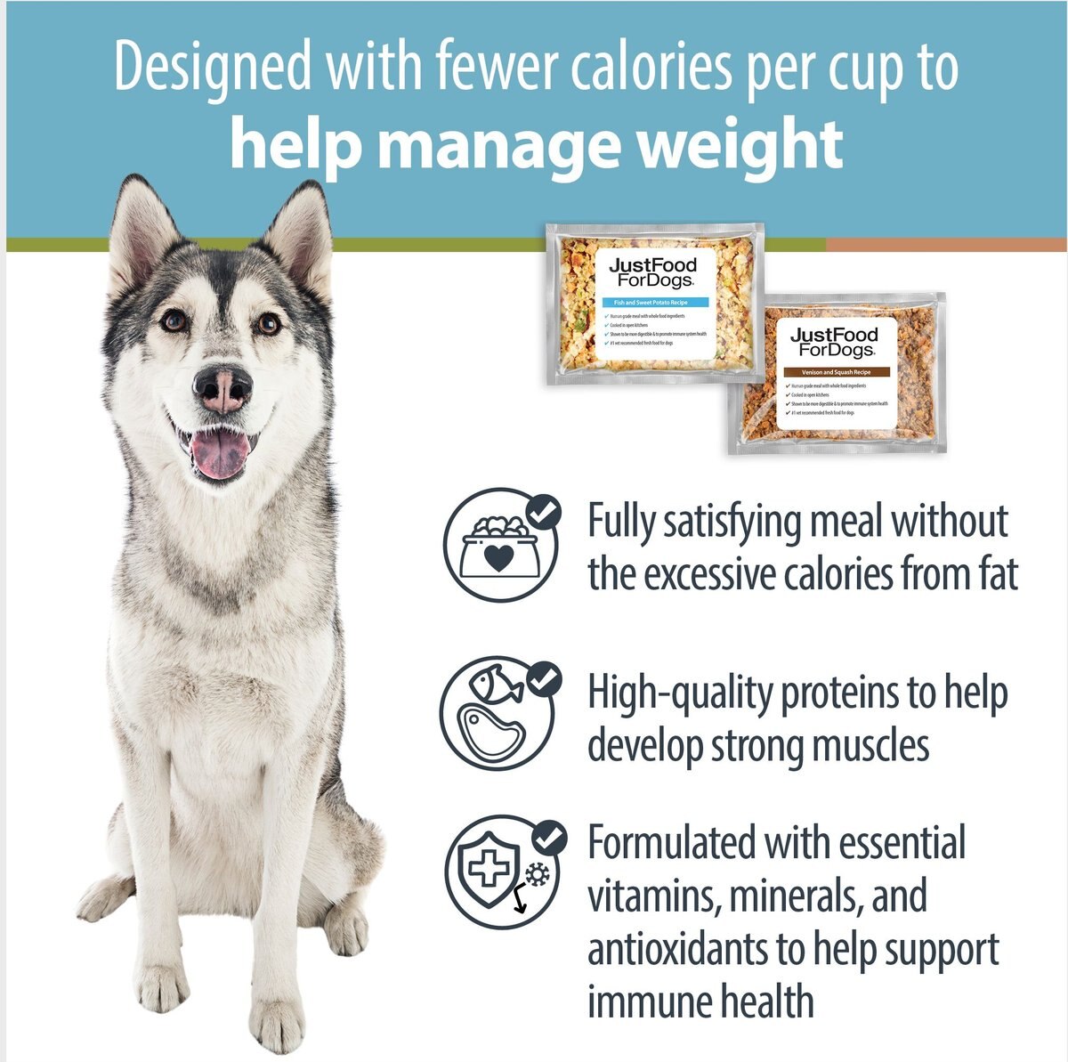 JUSTFOODFORDOGS Healthy Weight Variety Pack HumanGrade Fresh Whole Dog