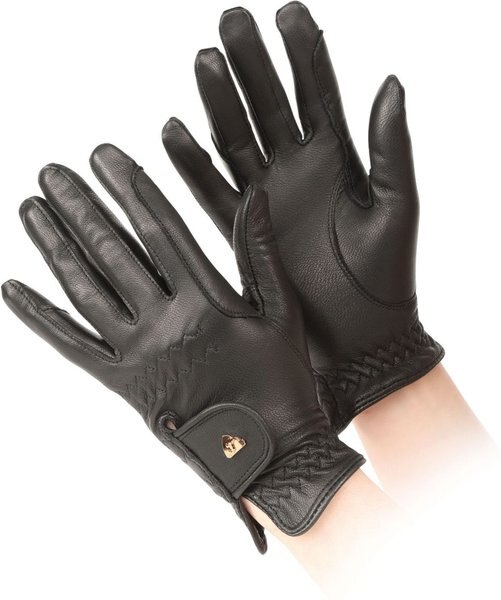 Shires Equestrian Products Aubrion Leather Ladies Horse Riding Gloves, Black, Small slide 1 of 1
