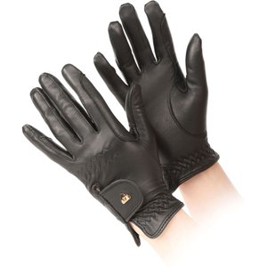 Shires Equestrian Products Aubrion Leather Ladies Horse Riding Gloves, Black, Large