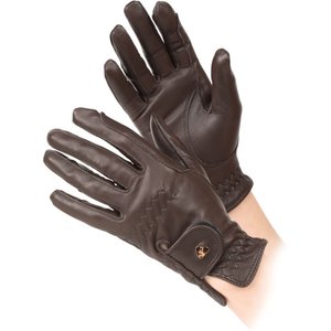 Shires Equestrian Products Aubrion Leather Ladies Horse Riding Gloves, Brown, Medium