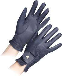 Shires Equestrian Products Aubrion Leather Ladies Horse Riding Gloves, Navy, Medium