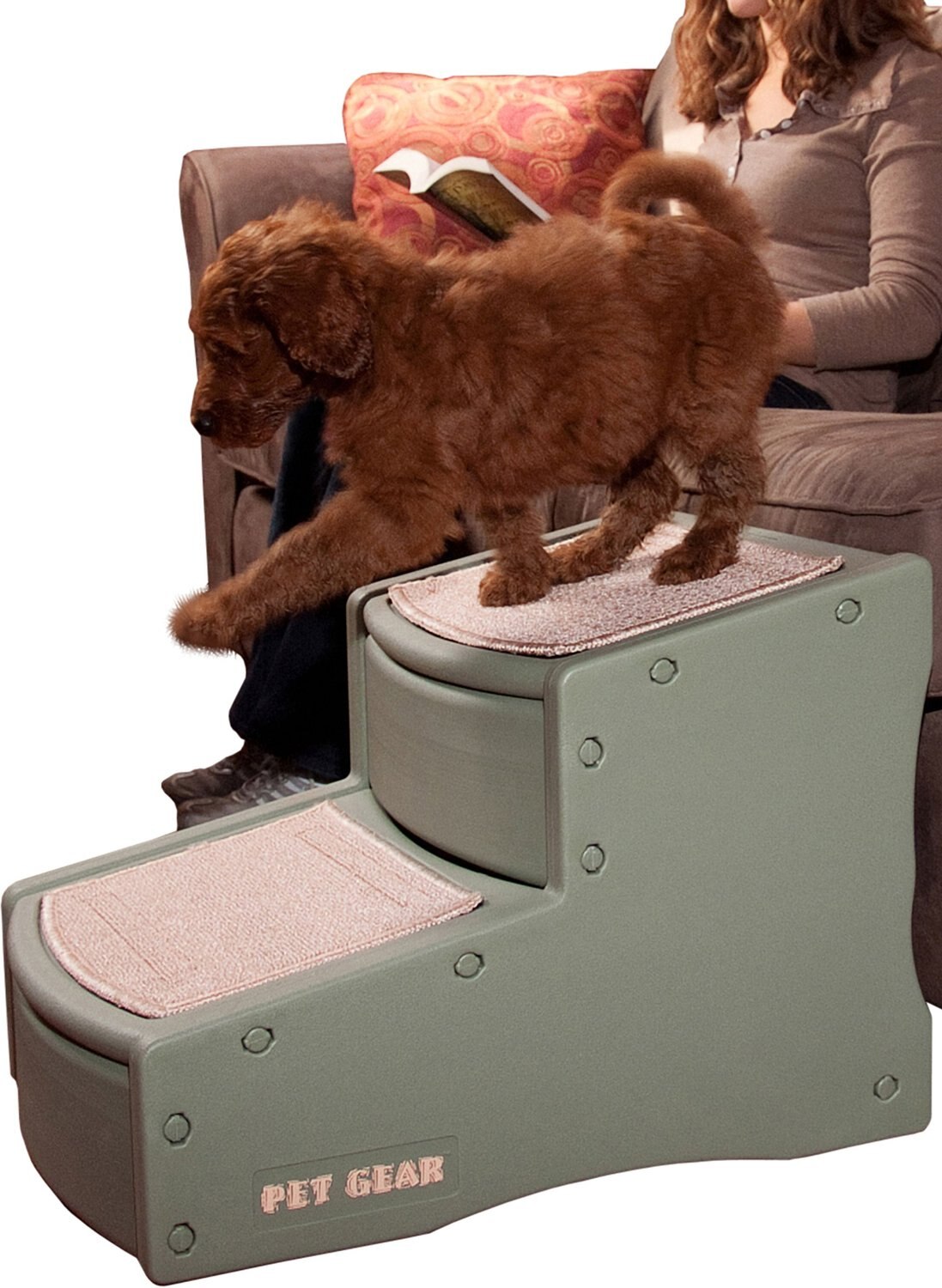 Chocolate Pet Gear Easy Step II Pet Stairs Removable Washable Carpet Tread Portable 2 Step for Cats/Dogs up to 75-pounds 
