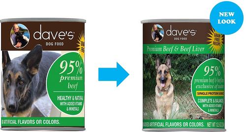 Show full view: Dave's Pet Food 95% Premium Beef & Beef Liver Pate Grain-Free Recipe Canned Wet Dog Food, 12.5-oz, case of 12 (original) slide 3 of 8