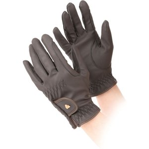 Shires Equestrian Products Aubrion PU Ladies Horse Riding Gloves, Brown, Large