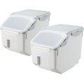 Hanamya Container with Measuring Cup Dog & Cat Food Storage, 2 count, White & Gray, 10-lbs