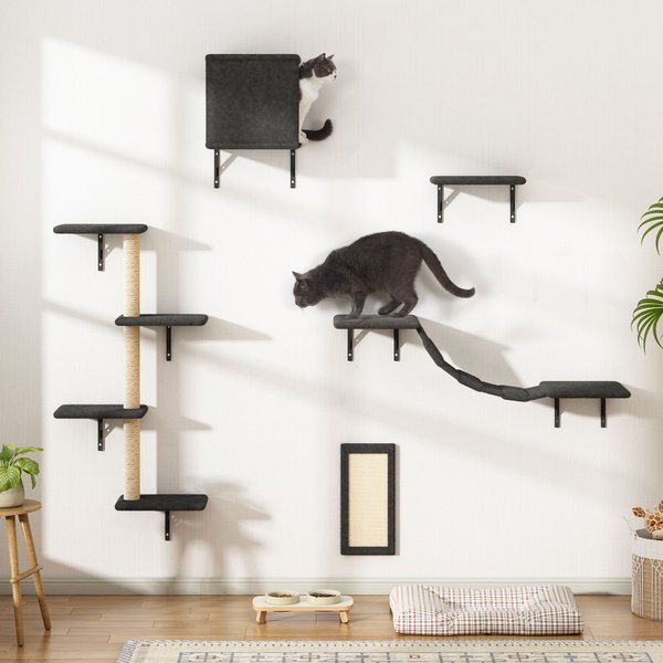 COZIWOW Wall Mounted Shelves Set Cat Tree, Black, 5Pack