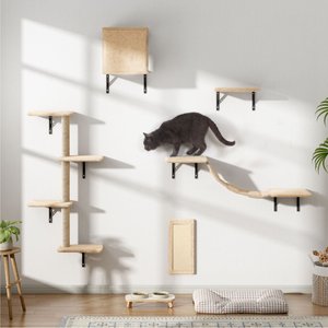Coziwow Wall Mounted Shelves Set Cat Tree, Beige, 5-Pack