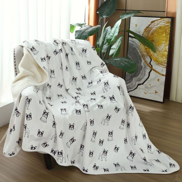 Happycare Textiles advanced Pets Print cozy Waterproof Cat & Dog blanket, White slide 1 of 8
