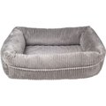 HappyCare Textiles Decorative Corduory Rectangle Orthopedic Cat & Dog Bed, Grey