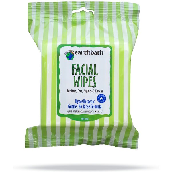 EARTHBATH Specialty Facial Wipes for Dogs & Cats, 25 count