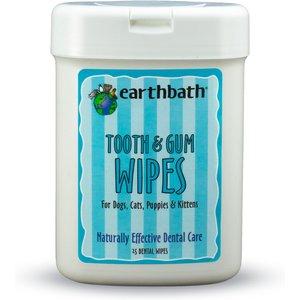 Earthbath Tooth & Gum Dog & Cat Dental Wipes, 25 count