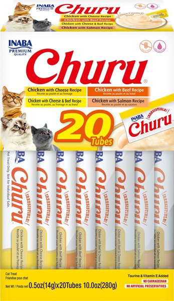 Inaba Churu Chicken & Beef Variety Creamy Puree Grain-Free Lickable Cat Treats, 0.5-oz tube, 20 count slide 1 of 8