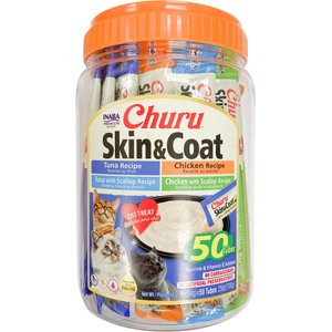 Inaba Churu Skin & Coat Variety Lickable Cat Treats, 0.5-oz tube, 50 count