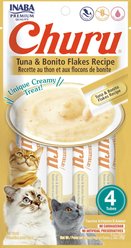 Inaba Churu Tuna with Bonito Flakes Recipe Creamy Puree Grain-Free Lickable Cat Treats, 0.5-oz tube, 4 count
