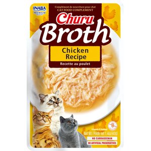 Inaba Churu Shredded Chicken & Creamy Broth Grain-Free Lickable Cat Treats, 1.4-oz pouch