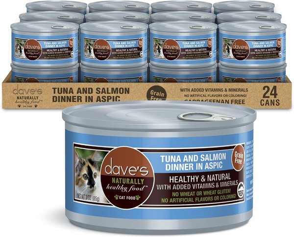 Dave's Pet Food Naturally Healthy Tuna & Salmon Dinner in Aspic Grain-Free Canned Wet Cat Food
