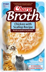 Inaba Churu Broth Chicken with Salmon & Scallop Recipe Grain-Free Lickable Cat Treats, 1.4-oz pouch