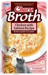 Inaba Churu Broth Chicken with Salmon Recipe Grain-Free Lickable Cat Treats, 1.4-oz pouch