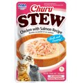 Inaba Churu Stew Chicken with Salmon Recipe Grain-Free Lickable Cat Treats, 1.4-oz pouch
