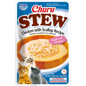 Inaba Churu Stew Chicken with Scallop Recipe Grain-Free Lickable Cat Treats, 1.4-oz tube, 1 count, 1.4-oz pouch, 1 count