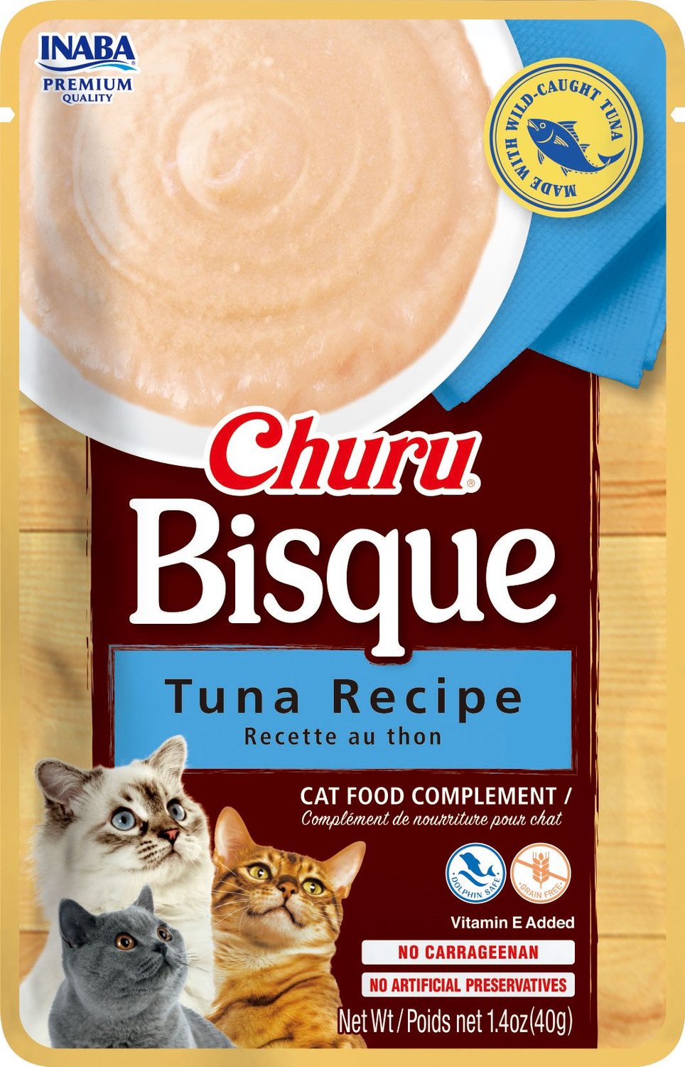 INABA Churu Bisque Tuna Recipe Grain Free Lickable Cat Treats 1 4 oz 