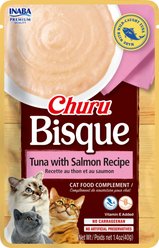 Inaba Churu Bisque Tuna with Salmon Recipe Grain-Free Lickable Cat Treats, 1.4-oz pouch