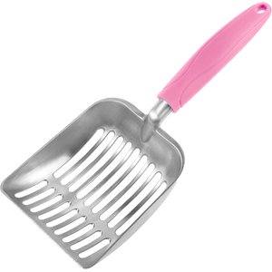 SunGrow Wide & Deep Metal Cat Litter Scooper, Pink