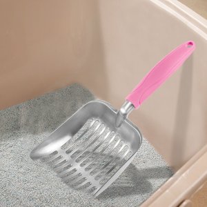 SunGrow Wide & Deep Metal Cat Litter Scooper, Pink