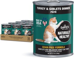 Dave's Pet Food Naturally Healthy Grain-Free Turkey & Giblets Dinner Canned Cat Food, 12.5-oz, case of 12