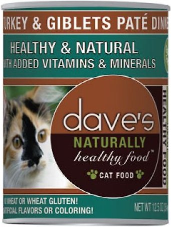 Dave's Pet Food Naturally Healthy Grain-Free Turkey & Giblets Dinner Canned Cat Food, 12.5-oz, case of 12 slide 1 of 5
