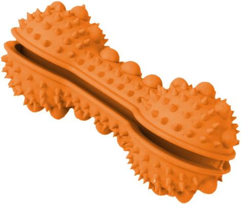 Show full view: Pet Life 'Denta-Bone' TPR Treat Dispensing & Dental Cleaning Durable Dog Toy, Orange slide 2 of 3